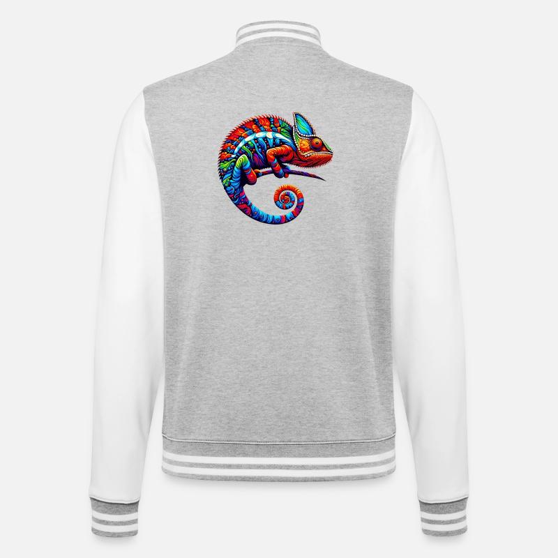 Chamäleon - College-Sweatjacke - Grau meliert/Weiß