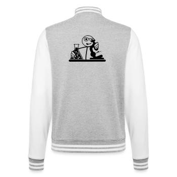 Un biologiste regarde une graine au microscope - Veste Teddy - gris chiné / blanc - Dos - Marisol (170cm)