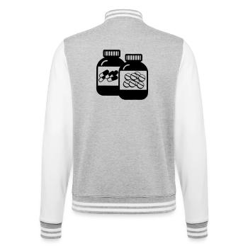 Pots de gélules et de pilules pour la pharmacie - Veste Teddy - gris chiné / blanc - Dos - Marisol (170cm)