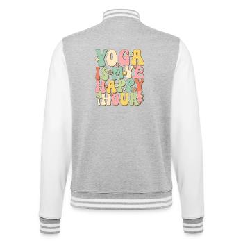 Yoga is My Happy Hour - College Sweat Jacket - heather grey/white - Back - Marisol (170cm)