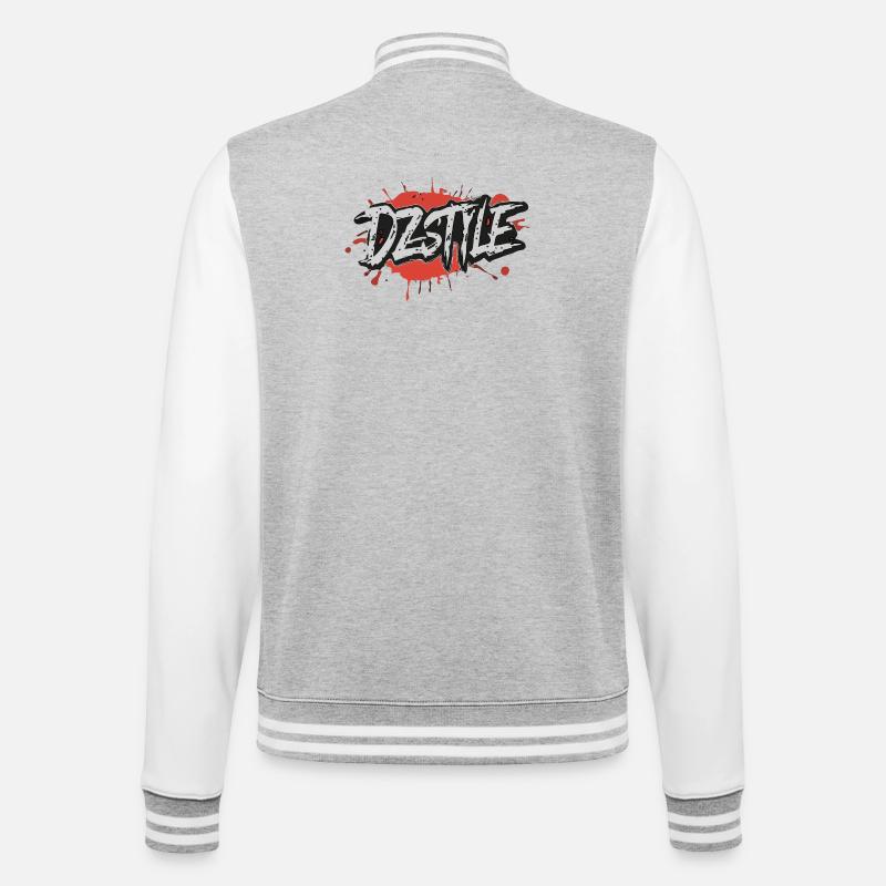 DZ Style Urbain - Graffiti Éclaboussure - Veste Teddy - gris chiné / blanc