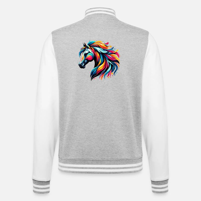Cheval - Veste Teddy - gris chiné / blanc