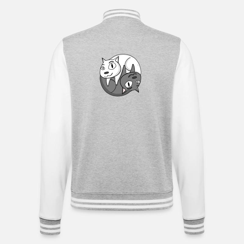 Chat Yin Yang - Veste Teddy - gris chiné / blanc