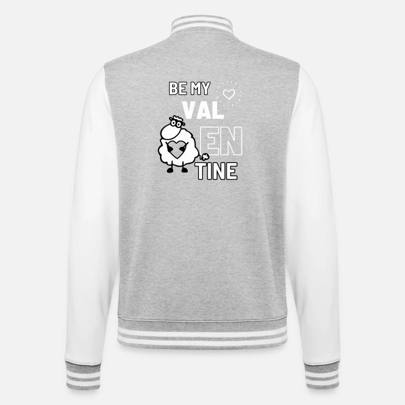 Valentin-Schaf - College-Sweatjacke - Grau meliert/Weiß