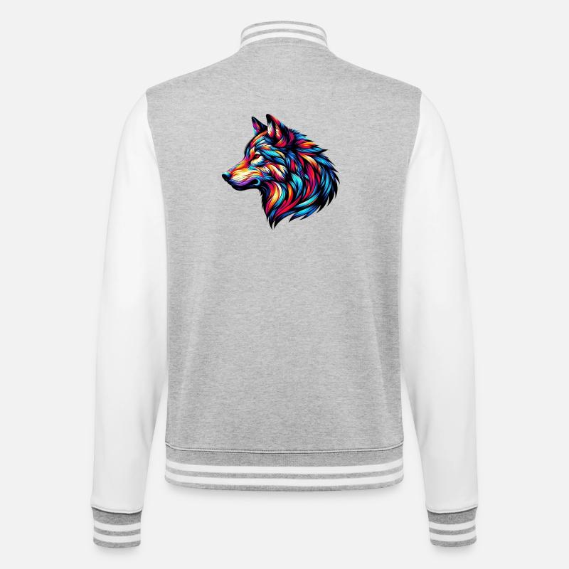 Wolf - College-Sweatjacke - Grau meliert/Weiß