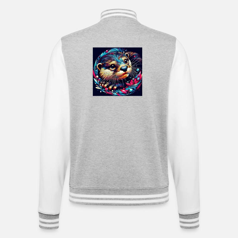 Otter - College-Sweatjacke - Grau meliert/Weiß