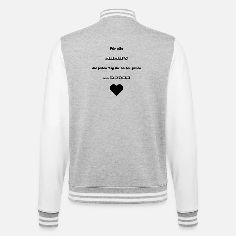 .. Danke Mama - College-Sweatjacke - Grau meliert/Weiß