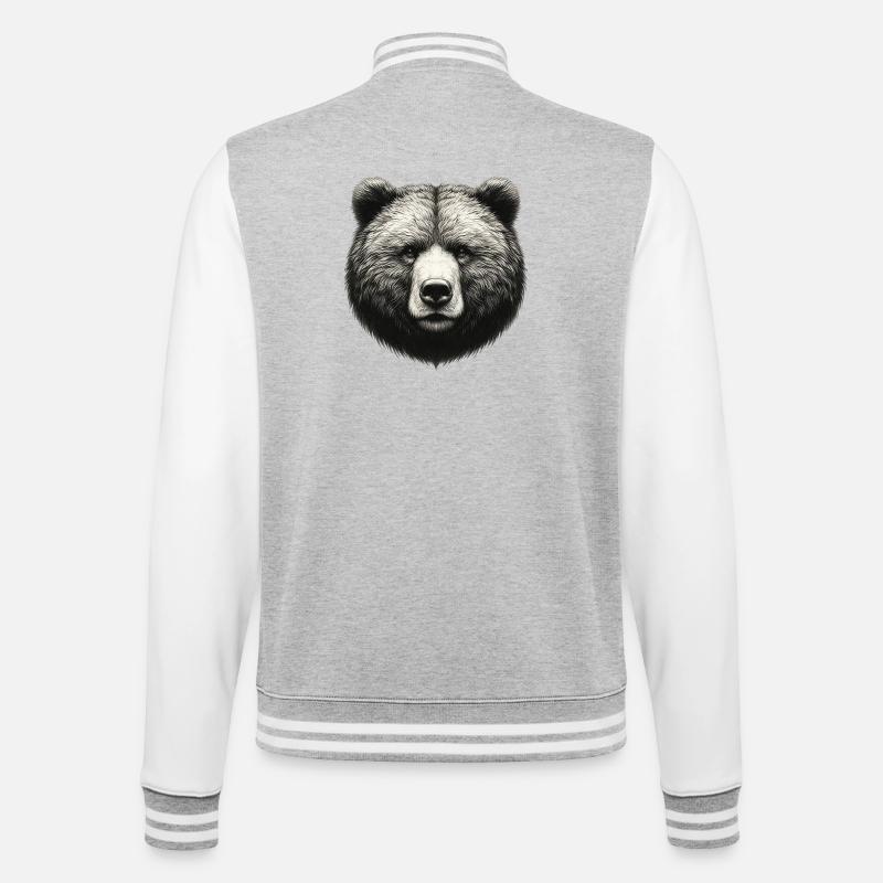 Bär - College-Sweatjacke - Grau meliert/Weiß