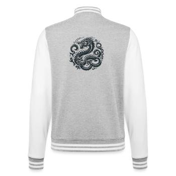 Tatouage de dragon chinois - Veste Teddy - gris chiné / blanc - Dos - Marisol (170cm)