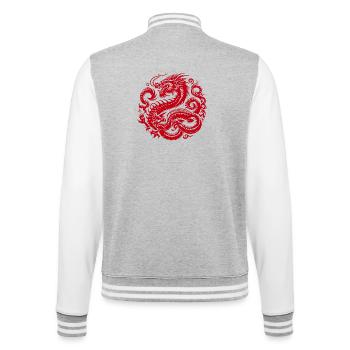 Tatouage de dragon chinois - Veste Teddy - gris chiné / blanc - Dos - Marisol (170cm)