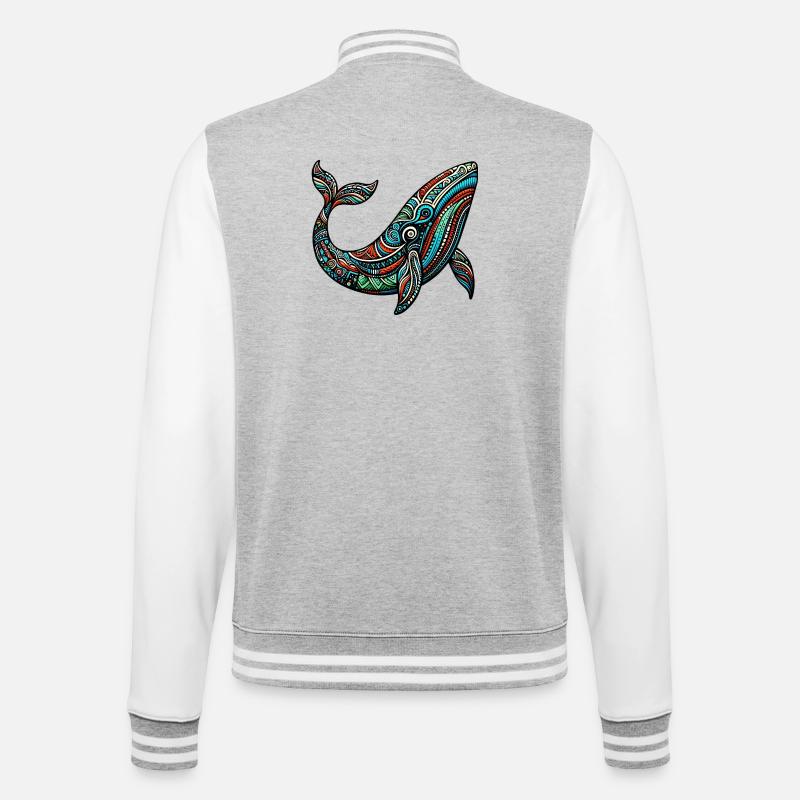 Wal - College-Sweatjacke - Grau meliert/Weiß