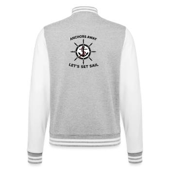 Segel, Anker, Steuerrad, Segelboot, Kreuzfahrt, Kompass - College-Sweatjacke - Grau meliert/Weiß - Hinten - Marisol (170cm)