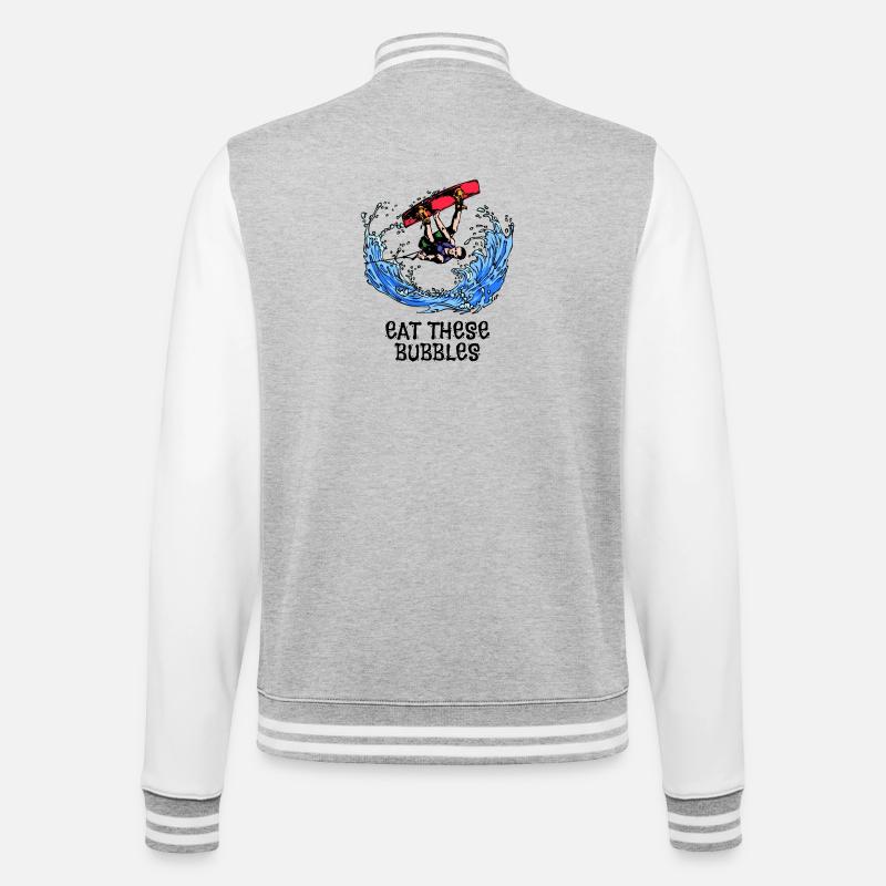 Surfing Kitesurfer Statement Wakeboard Surfboard - College Sweat Jacket - heather grey/white