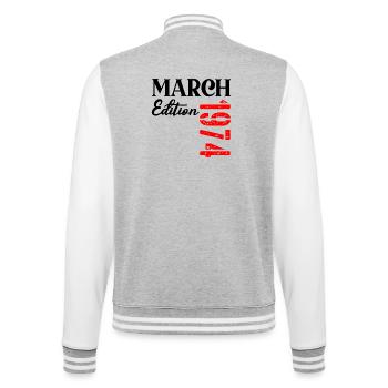 Birthday March 1974 - 53rd anniversary - College Sweat Jacket - heather grey/white - Back - Marisol (170cm)