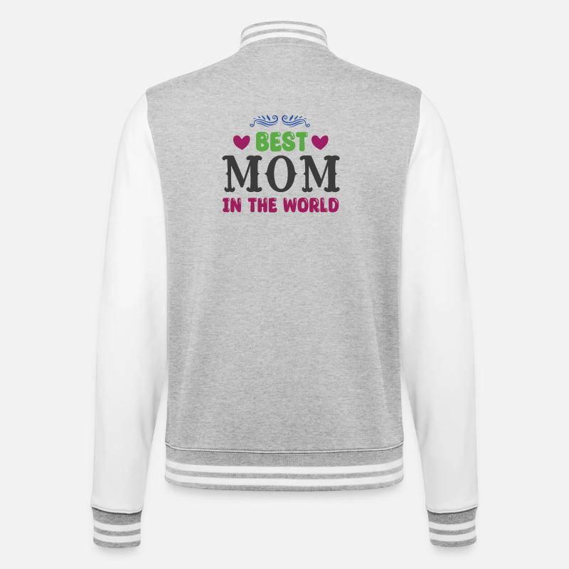 Beste Mutter der Welt - College-Sweatjacke - Grau meliert/Weiß