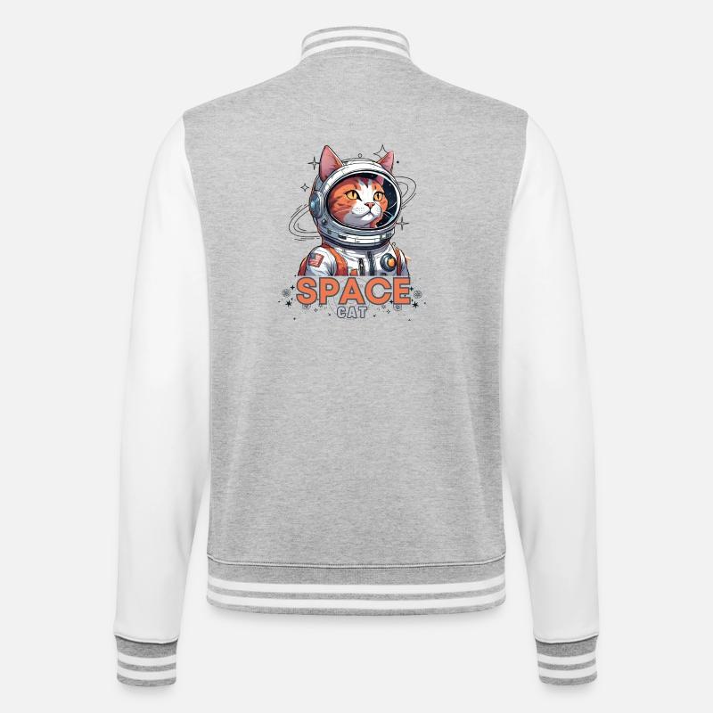 Astronaute Chat de l’Espace - Veste Teddy - gris chiné / blanc