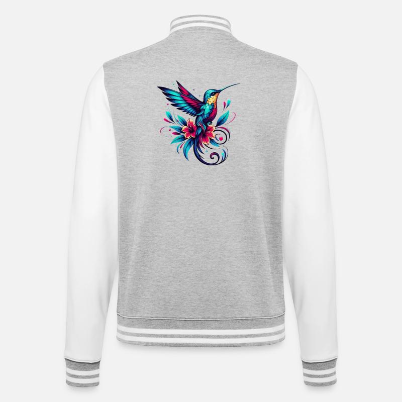 Kolibri - College-Sweatjacke - Grau meliert/Weiß