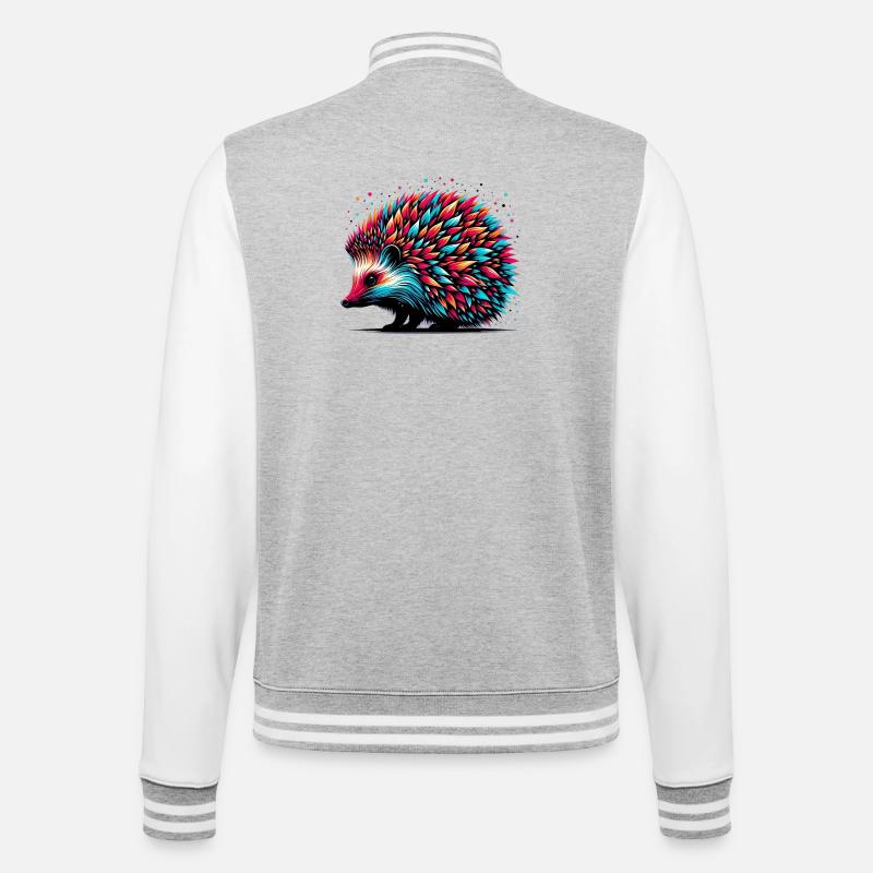 Igel - College-Sweatjacke - Grau meliert/Weiß