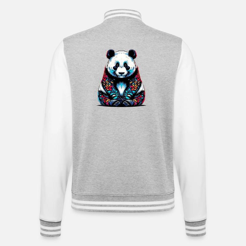 Panda - College-Sweatjacke - Grau meliert/Weiß
