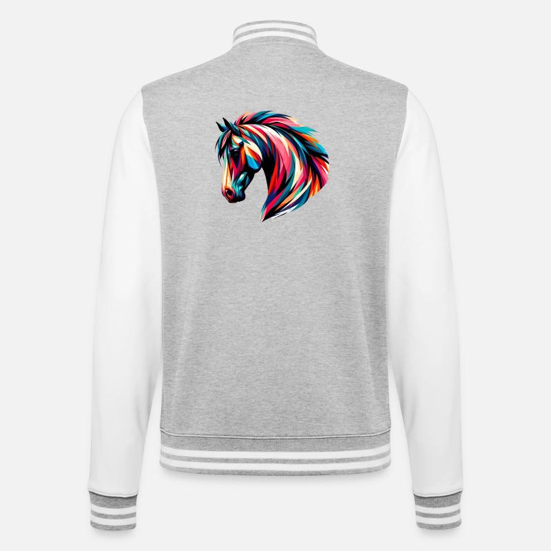 Horse - College Sweat Jacket - heather grey/white