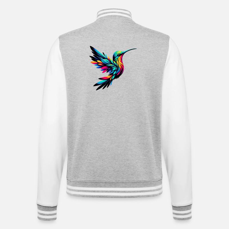 Kolibri - College-Sweatjacke - Grau meliert/Weiß