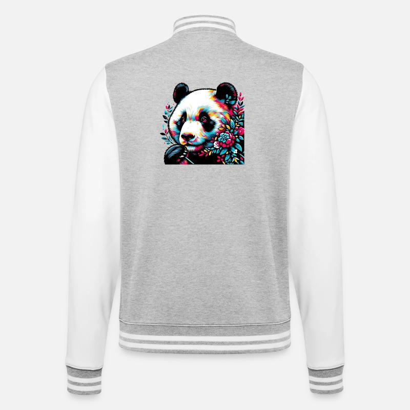 Panda - College Sweat Jacket - heather grey/white