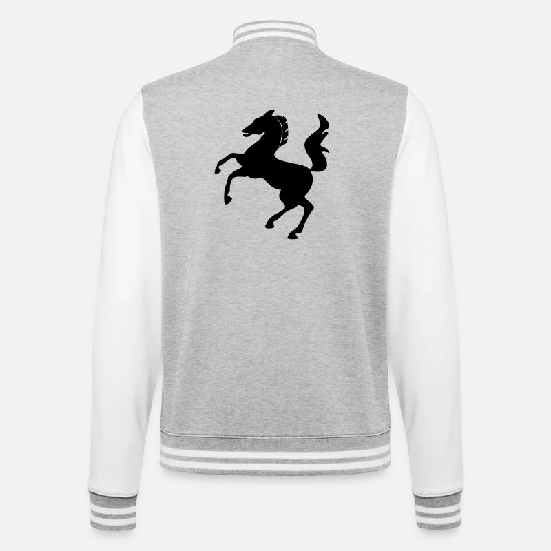 Symbole de cheval sautant dynamiquement - Veste Teddy - gris chiné / blanc
