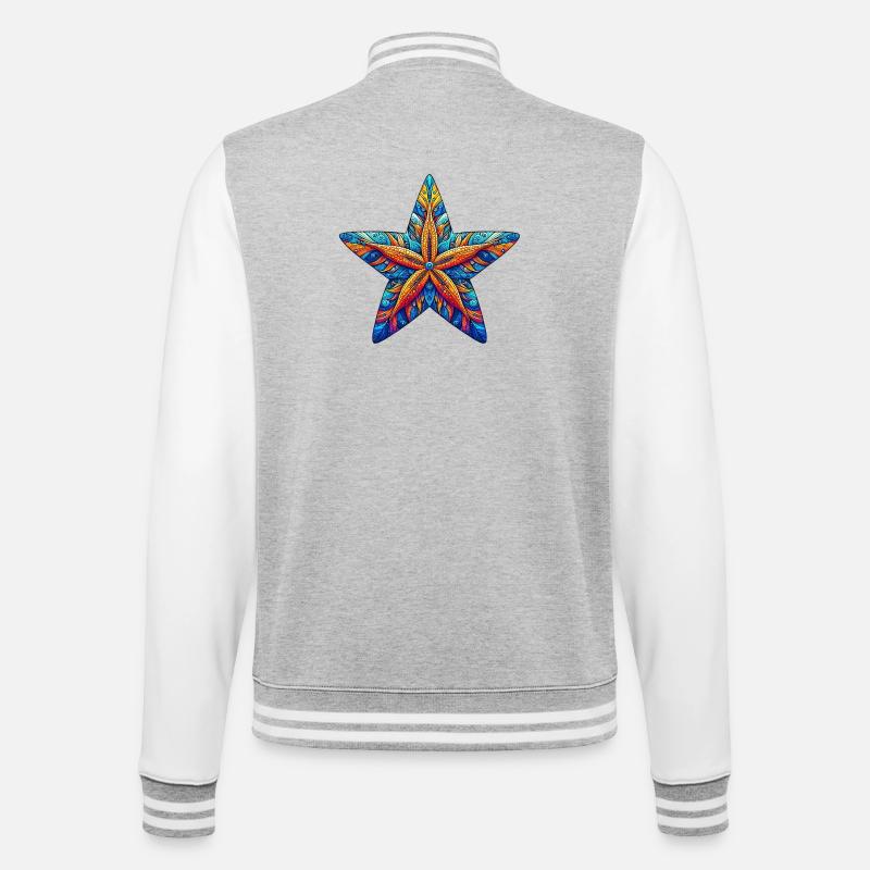 Seestern - College-Sweatjacke - Grau meliert/Weiß