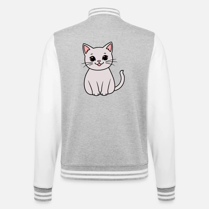 gray kitten - College Sweat Jacket - heather grey/white