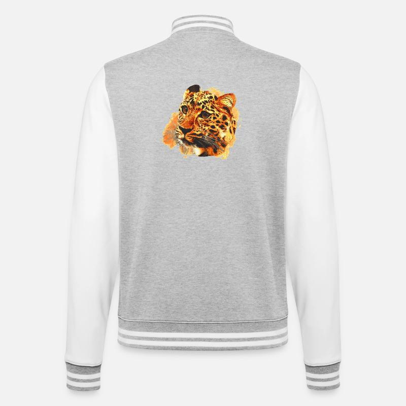 für jedermann, gepardengesicht - College-Sweatjacke - Grau meliert/Weiß