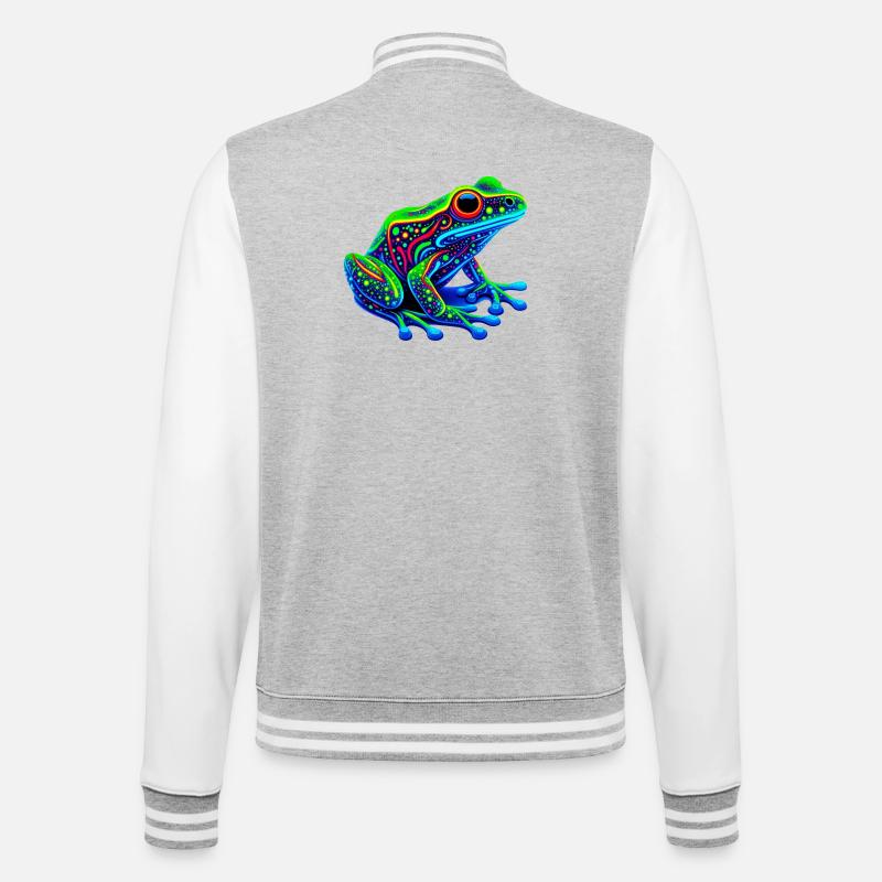 Frosch - College-Sweatjacke - Grau meliert/Weiß