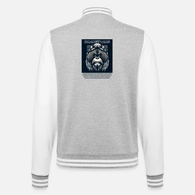 Orangs-outans - Veste Teddy - gris chiné / blanc