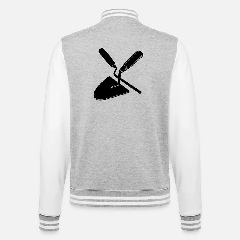 Joint nail and trowel, mason's tools - College Sweat Jacket - heather grey/white