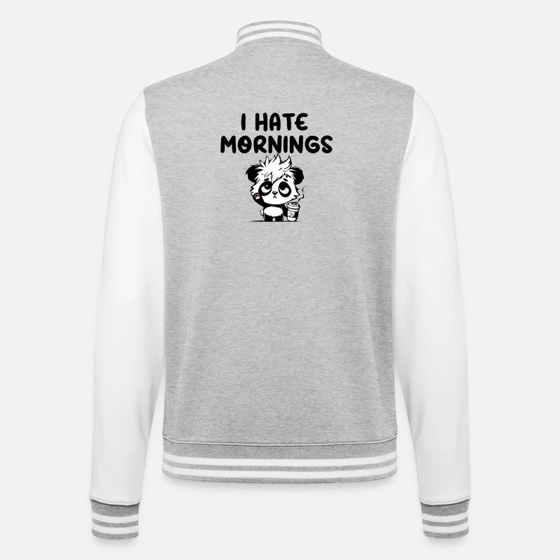 I hate mornings panda - Veste Teddy - gris chiné / blanc