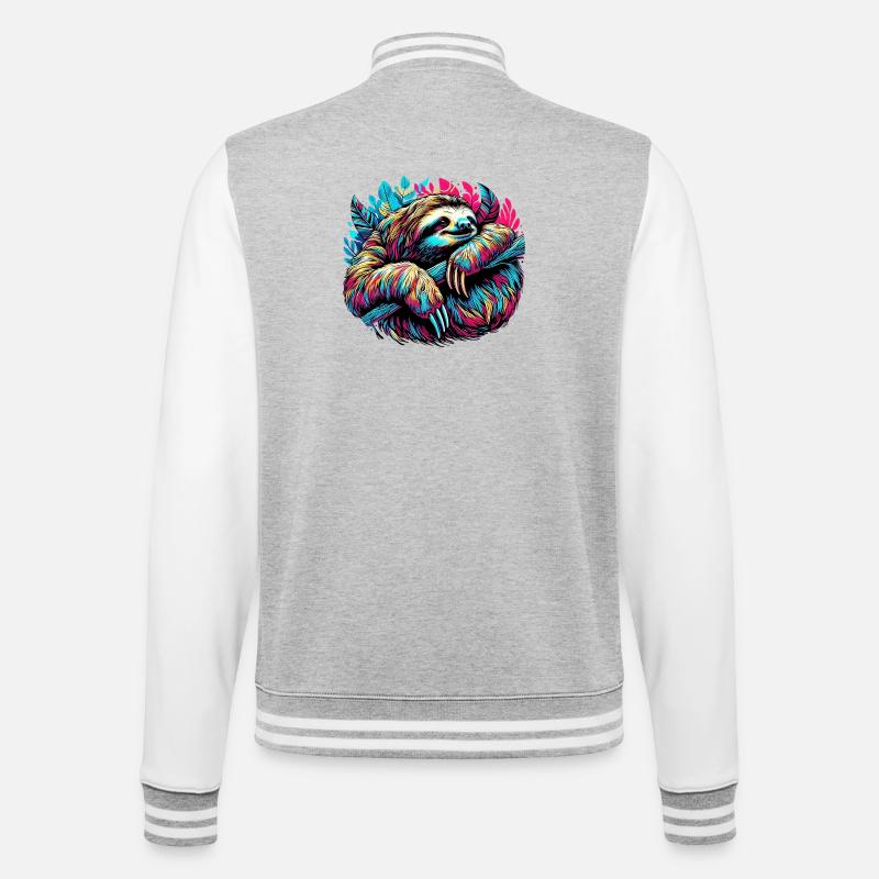 Faultier - College-Sweatjacke - Grau meliert/Weiß