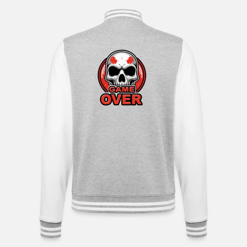 Skull Game Over Red Crest - College Sweat Jacket - heather grey/white