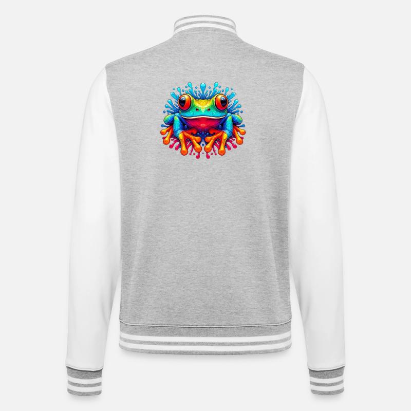 Grenouille - Veste Teddy - gris chiné / blanc