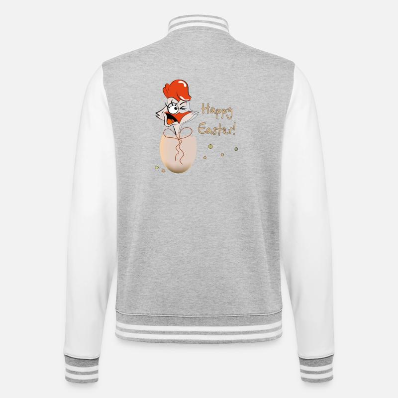 Happy Easter Hahn Ostern - College-Sweatjacke - Grau meliert/Weiß