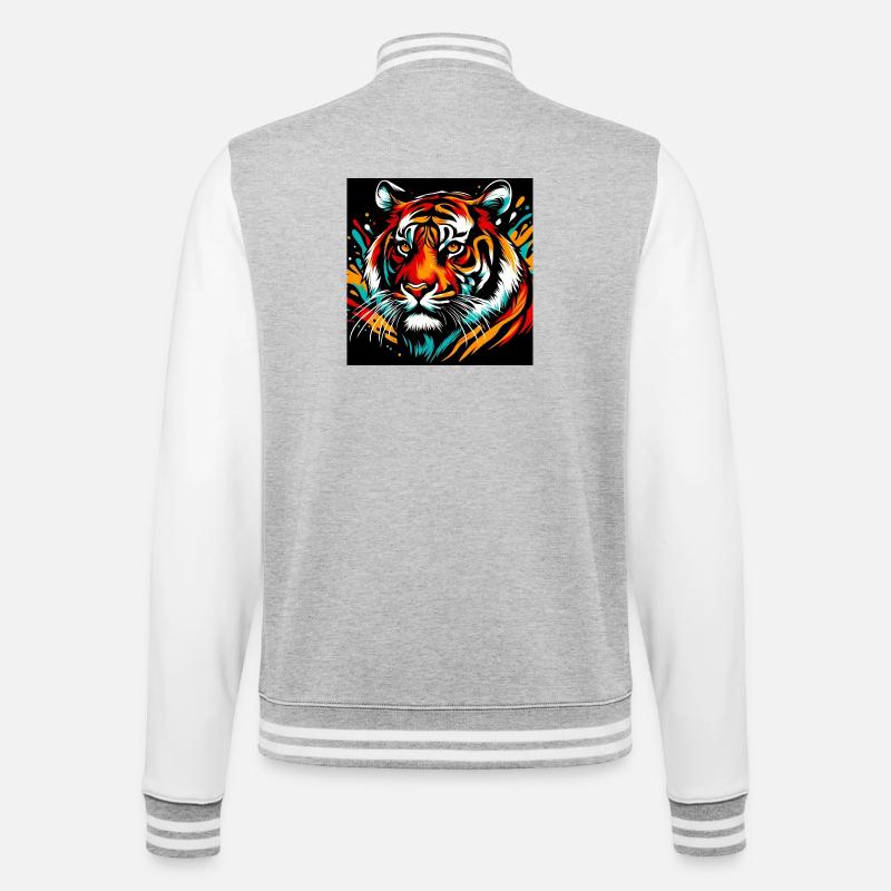 Tiger - College-Sweatjacke - Grau meliert/Weiß