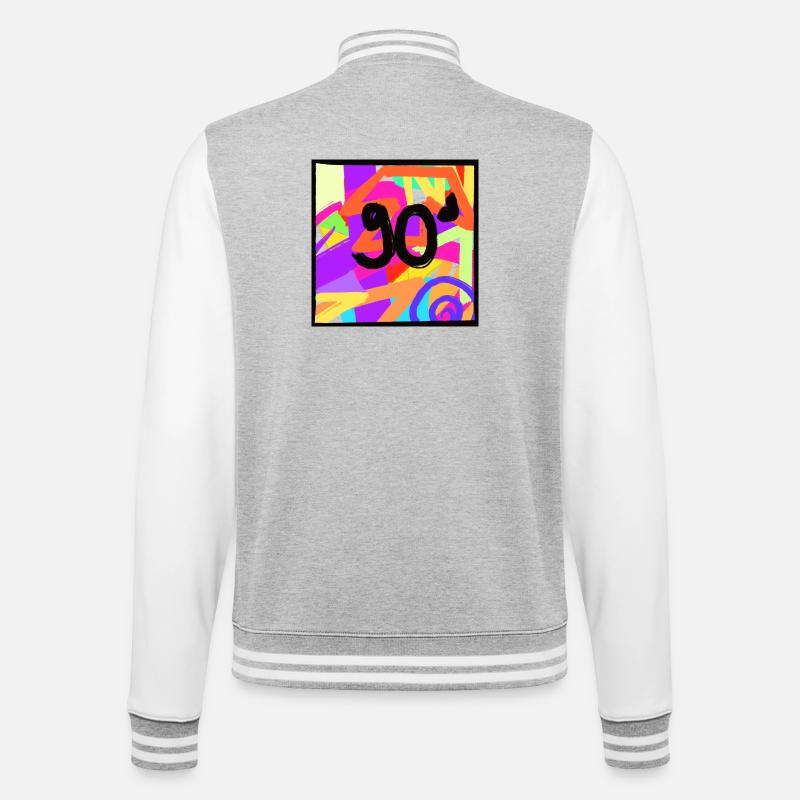 Retro style 90s design - College Sweat Jacket - heather grey/white