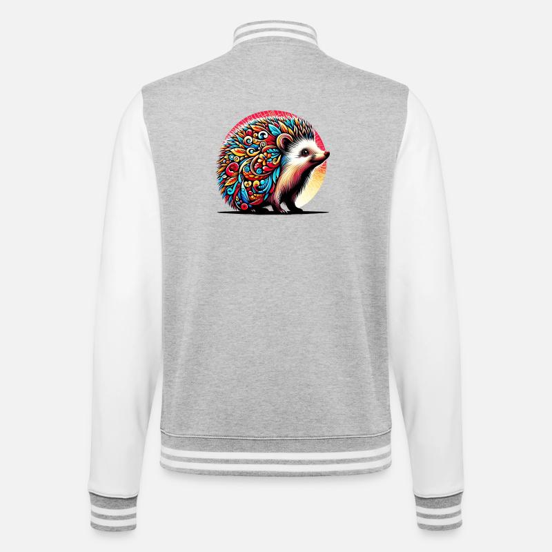Igel - College-Sweatjacke - Grau meliert/Weiß