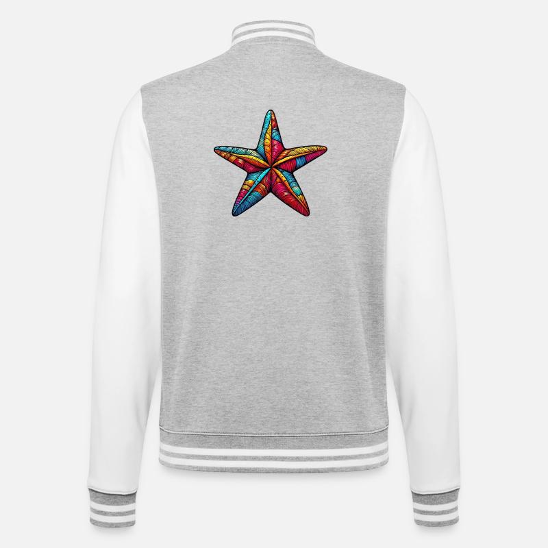 Seestern - College-Sweatjacke - Grau meliert/Weiß