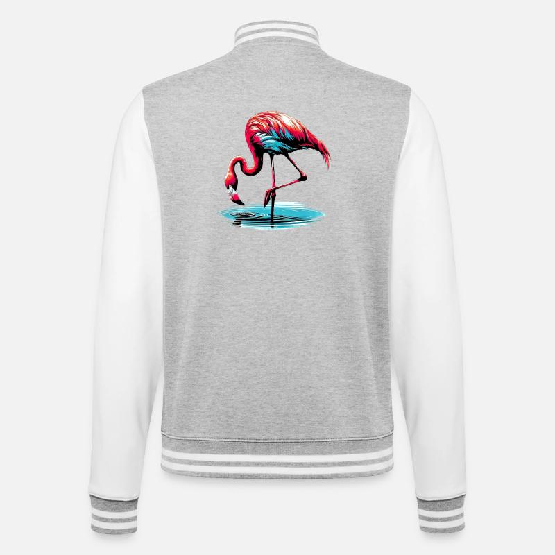 Flamant rose - Veste Teddy - gris chiné / blanc