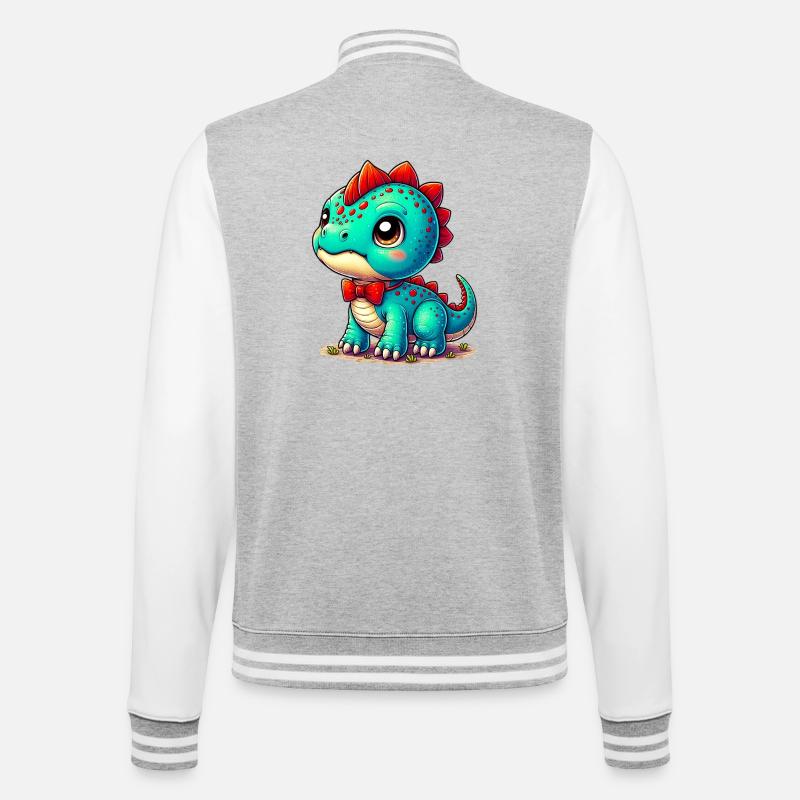 Dinosaur - College Sweat Jacket - heather grey/white