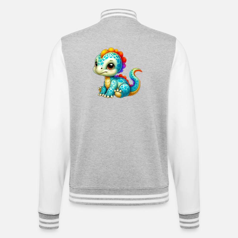 Dinosaur - College Sweat Jacket - heather grey/white