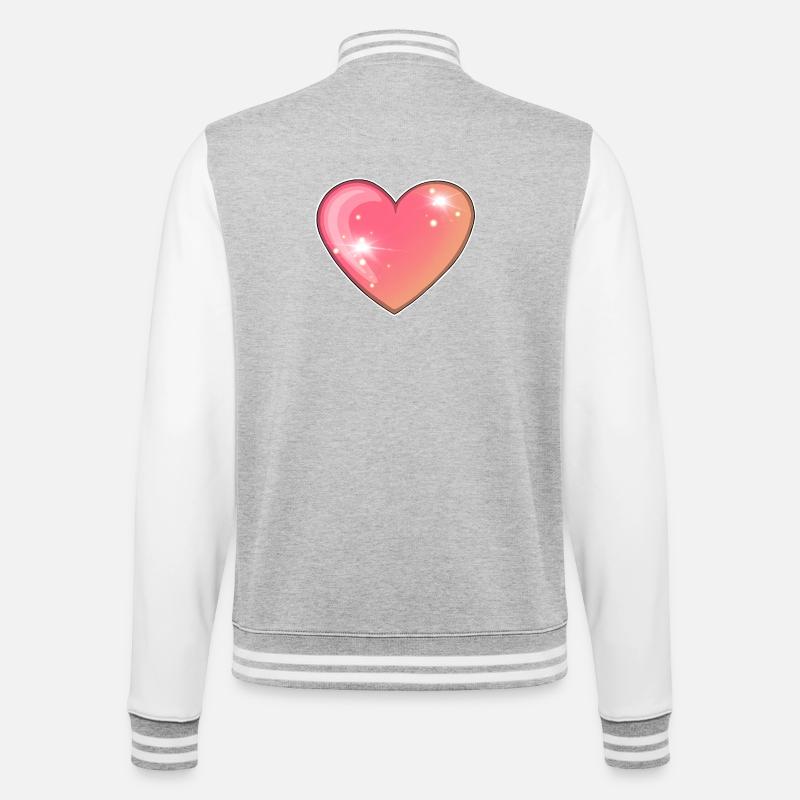 Funkelndes rosa Herz Illustration - College-Sweatjacke - Grau meliert/Weiß