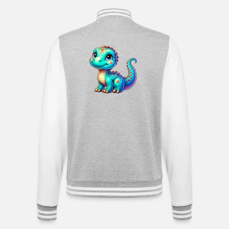 Dinosaur - College Sweat Jacket - heather grey/white