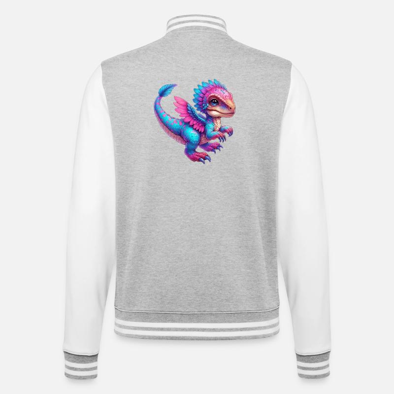 Dinosaur - College Sweat Jacket - heather grey/white