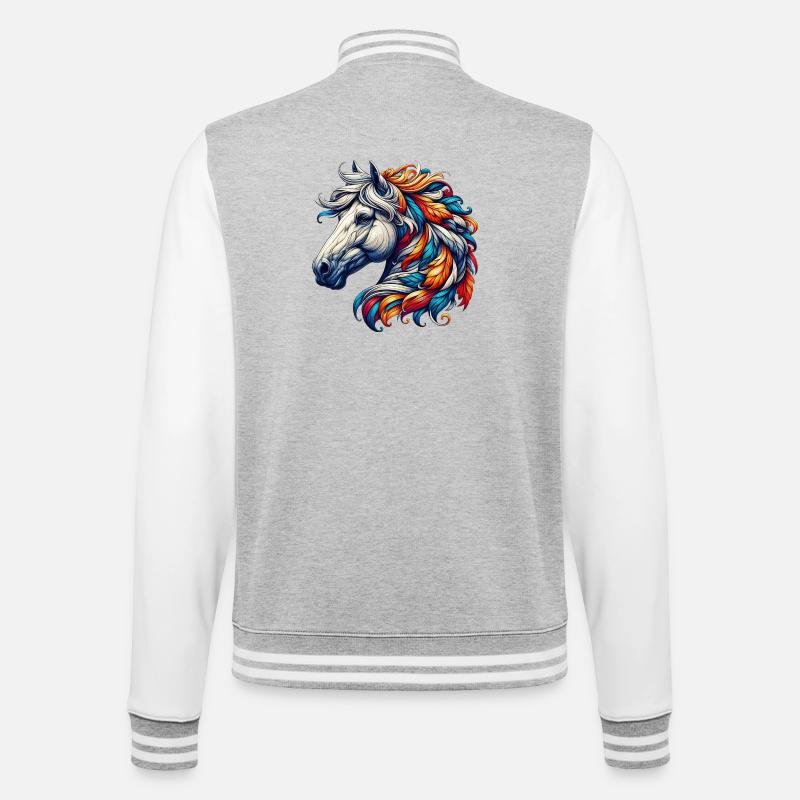 Cheval - Veste Teddy - gris chiné / blanc