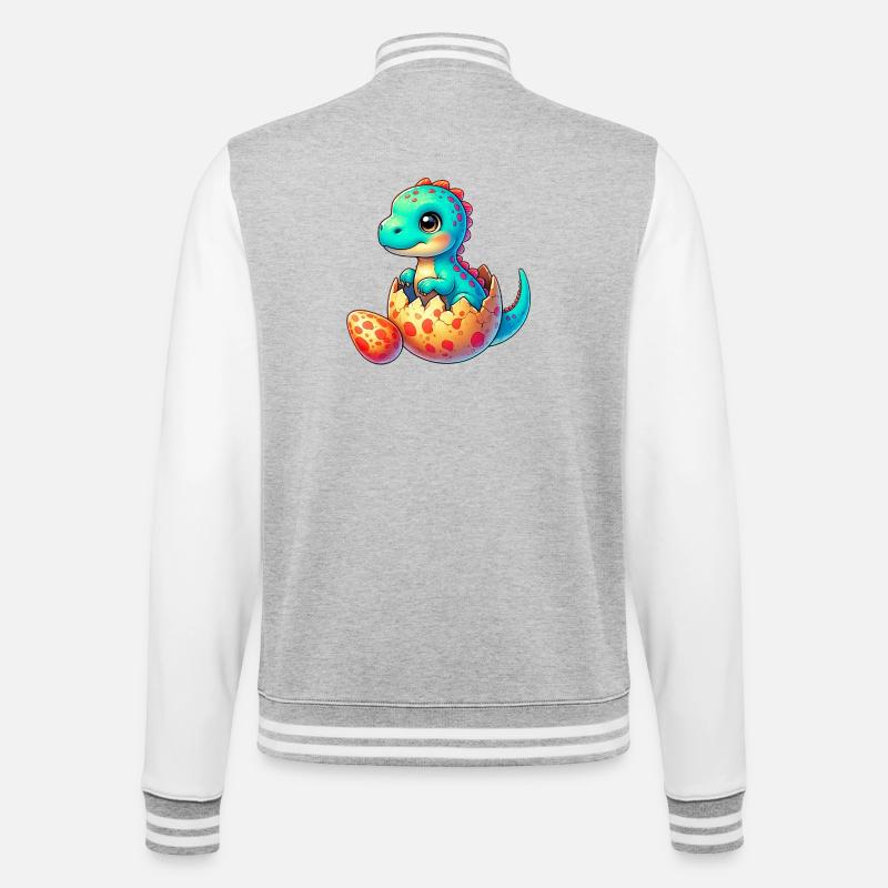 Dinosaur - College Sweat Jacket - heather grey/white